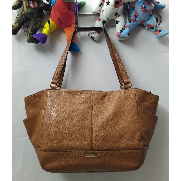 Coach Brown Pebbled Leather Double Handles Zipper Tote Bag - Picture 16 of 16